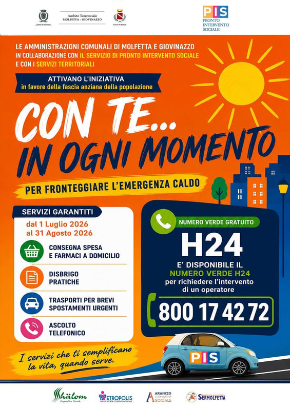 "Con te… in ogni momento”: attiva l’iniziativa per fronteggiare l’emergenza caldo nell’Ambito Territoriale di Molfetta e Giovinazzo